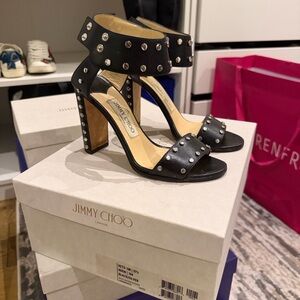 Jimmy Choo Black Sandals with Silver Accents